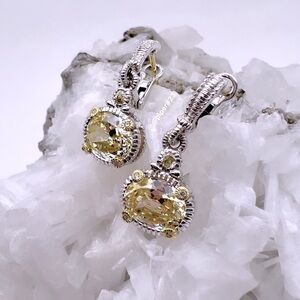 Judith Ripka JR TWO Canary Crystal & Diamond Drop Earrings